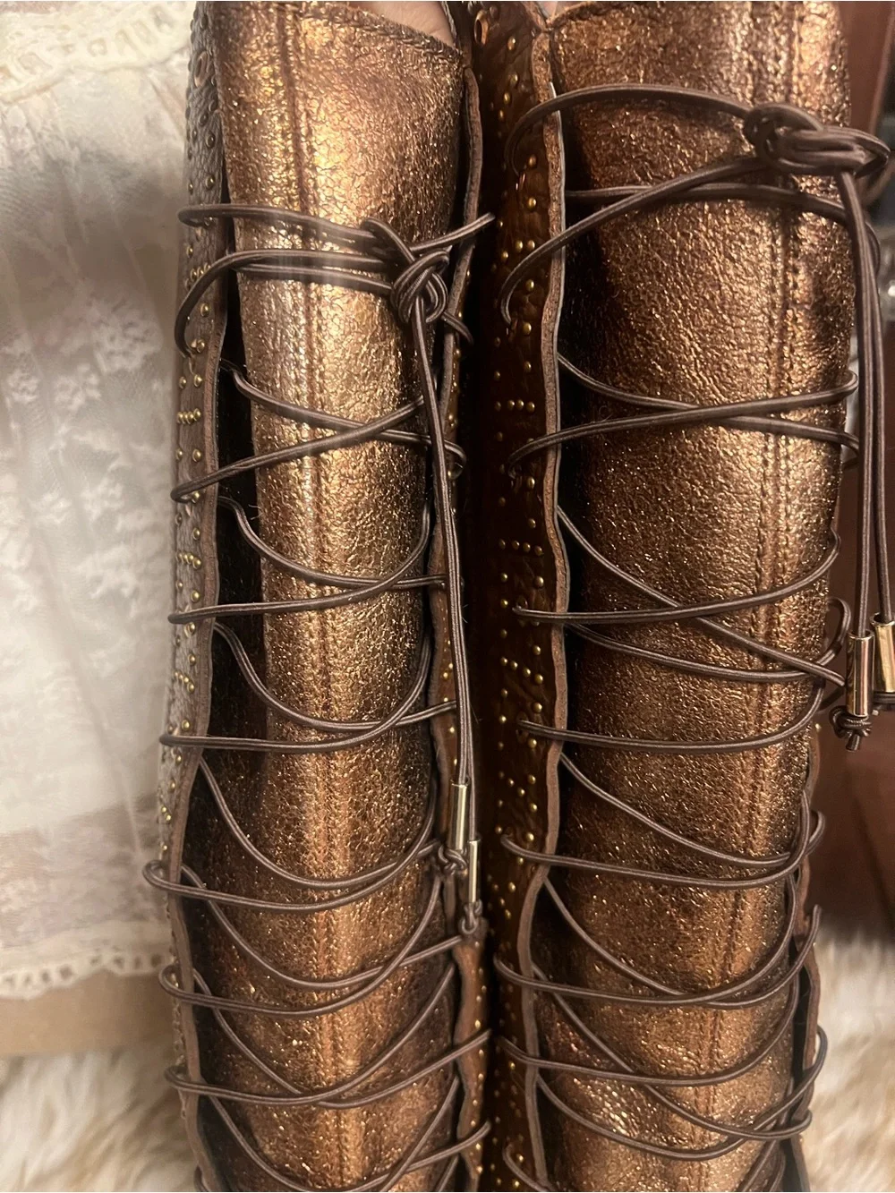 Caudra leather Women's Tall Brown Lace-Up Riding Boots